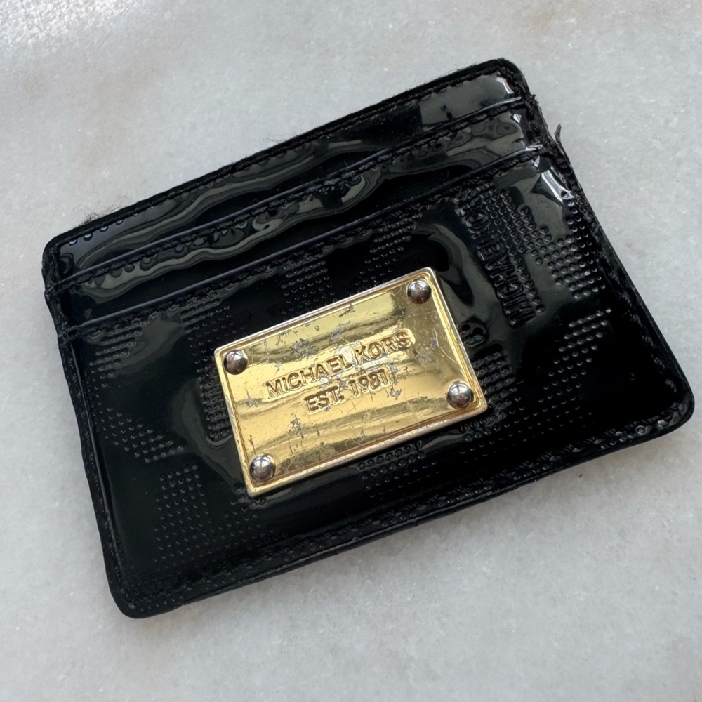 Michael Kors Black Card Holder with Gold Accent